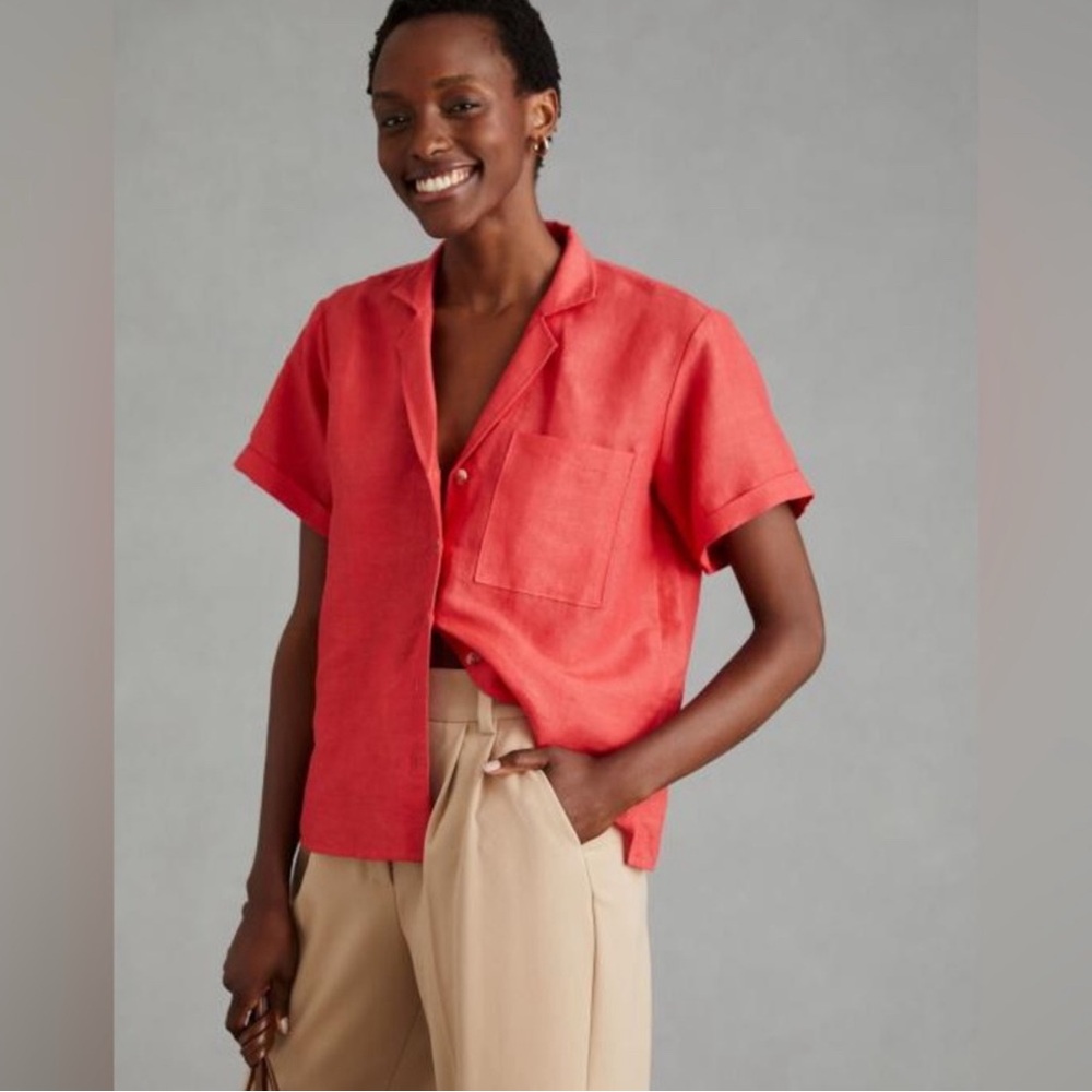 Anthropologie Maeve Coral Classic Surf Shirt
